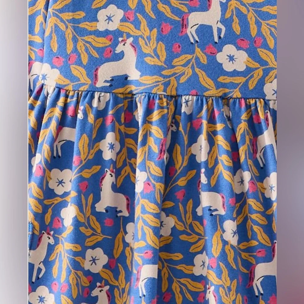 Hanna Andersson Blue Long Sleeve Unicorn Girls Dress Size 5 (110 cm)